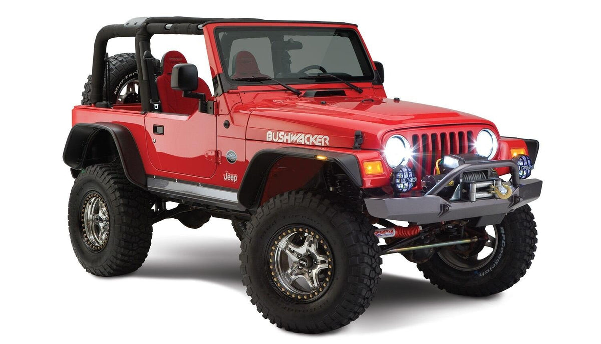 Bushwacker 97-06 Jeep Wrangler Flat Style Flares 4pc - Black - 10920-07