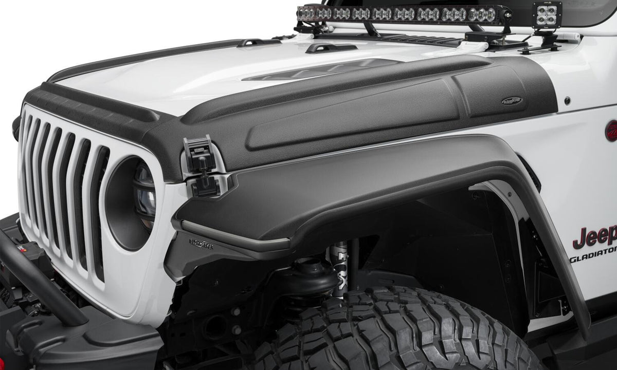 Bushwacker 18-22 Jeep Wrangler 2/4dr / 20-22 Jeep Gladiator Trail Armor Hood Armor (3pc) - Tex. Blk - 14131 for 2018-2026 Jee