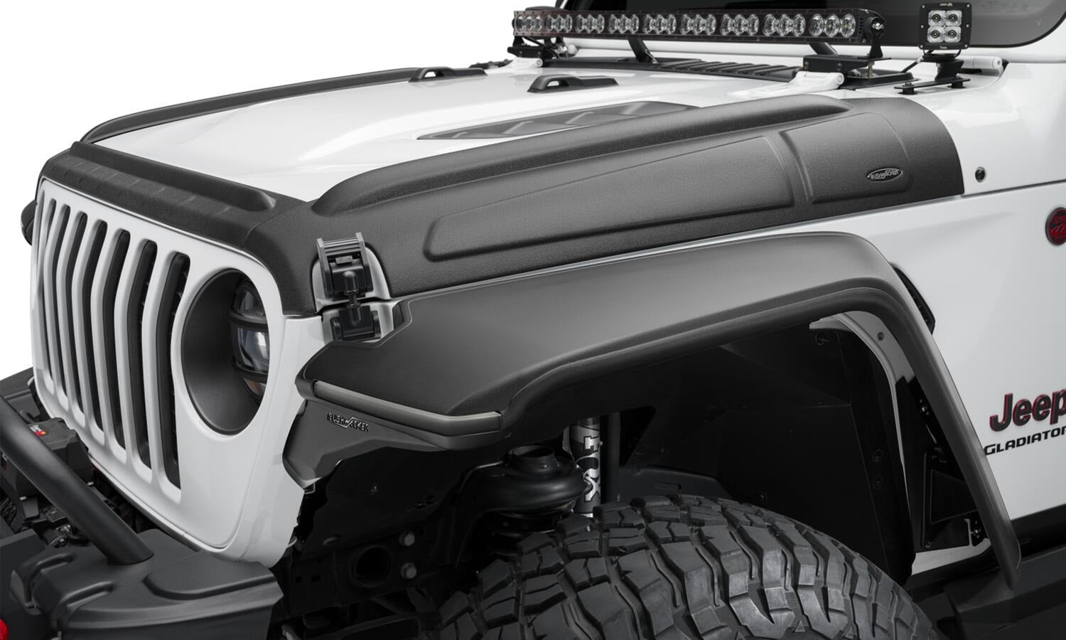 Bushwacker 18-22 Jeep Wrangler 2/4dr / 20-22 Jeep Gladiator Trail Armor Hood Armor (3pc) - Tex. Blk - 14131 for 2018-2026 Jee