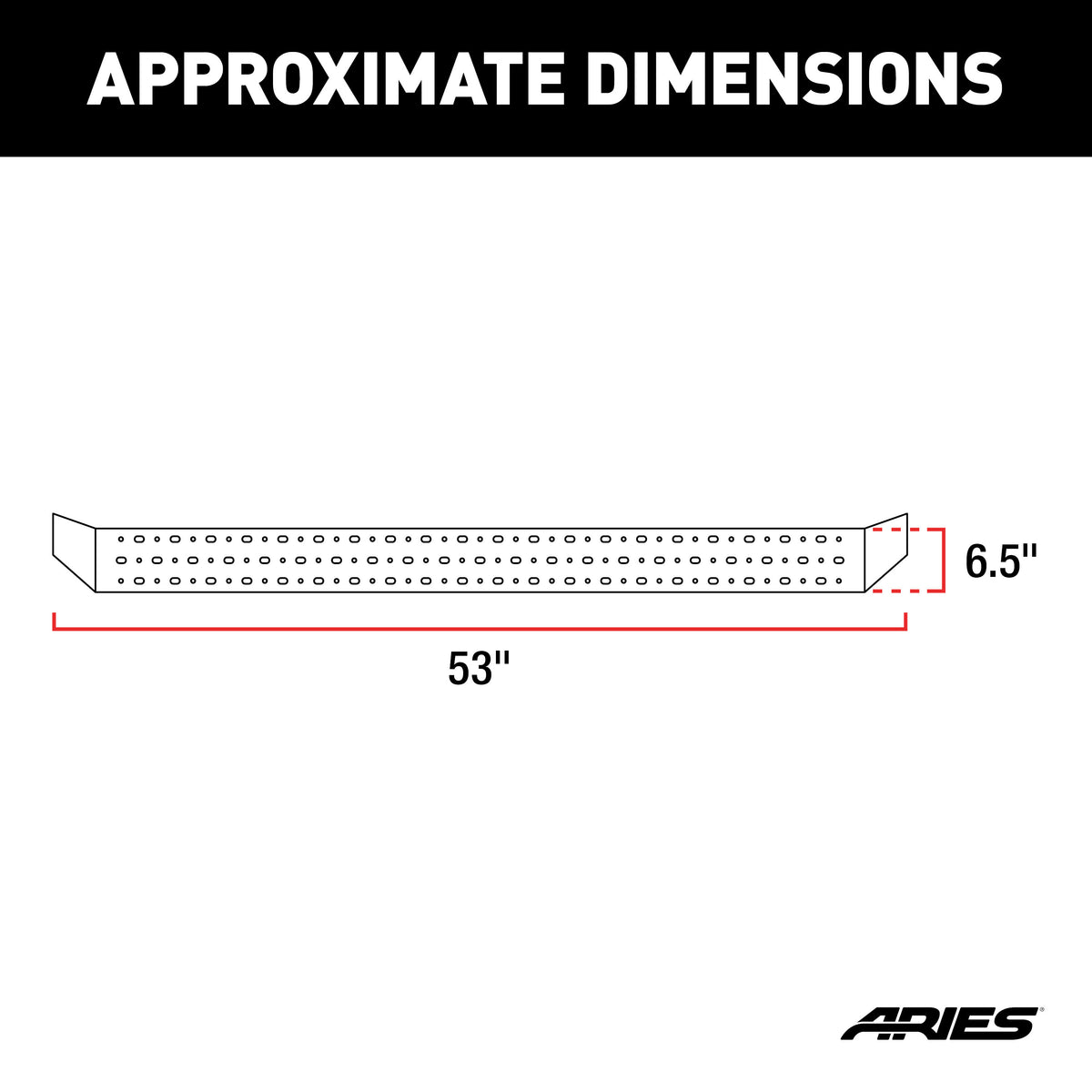 ARIES C2853 RidgeStep 6-1/2" x 53" Black Steel Running Boards (No Brackets)