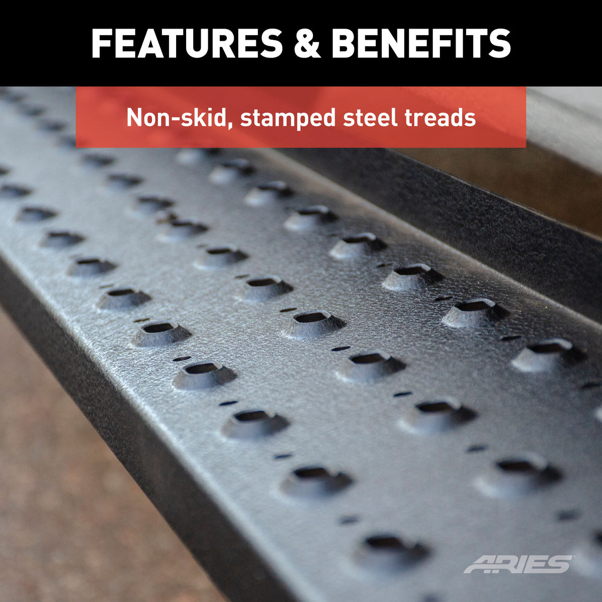 ARIES C2853 RidgeStep 6-1/2" x 53" Black Steel Running Boards (No Brackets)