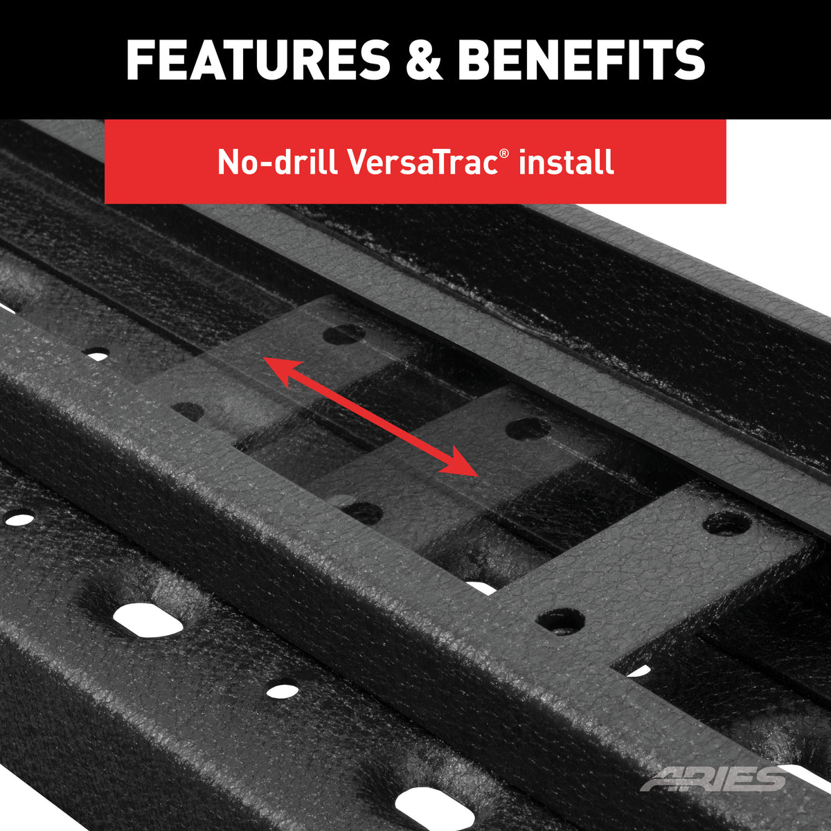 ARIES C2853 RidgeStep 6-1/2" x 53" Black Steel Running Boards (No Brackets)