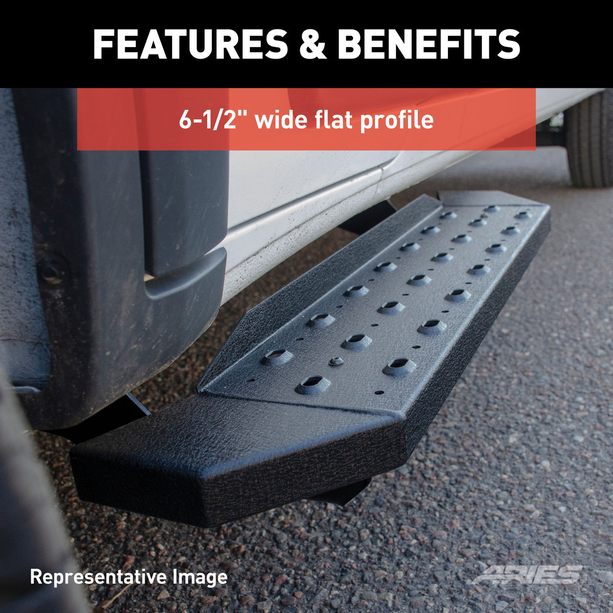 ARIES C3696 RidgeStep 6-1/2" x 96", 36" Black Steel Running Boards (No Brackets)