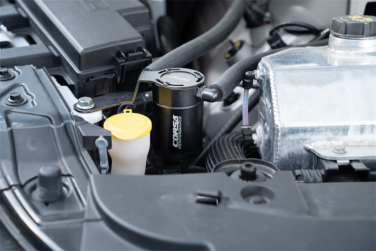 Corsa Performance 2015-2017 Ford Mustang 3 oz. Aluminum Oil Catch Can W/ Mounting Bracket - CC0014