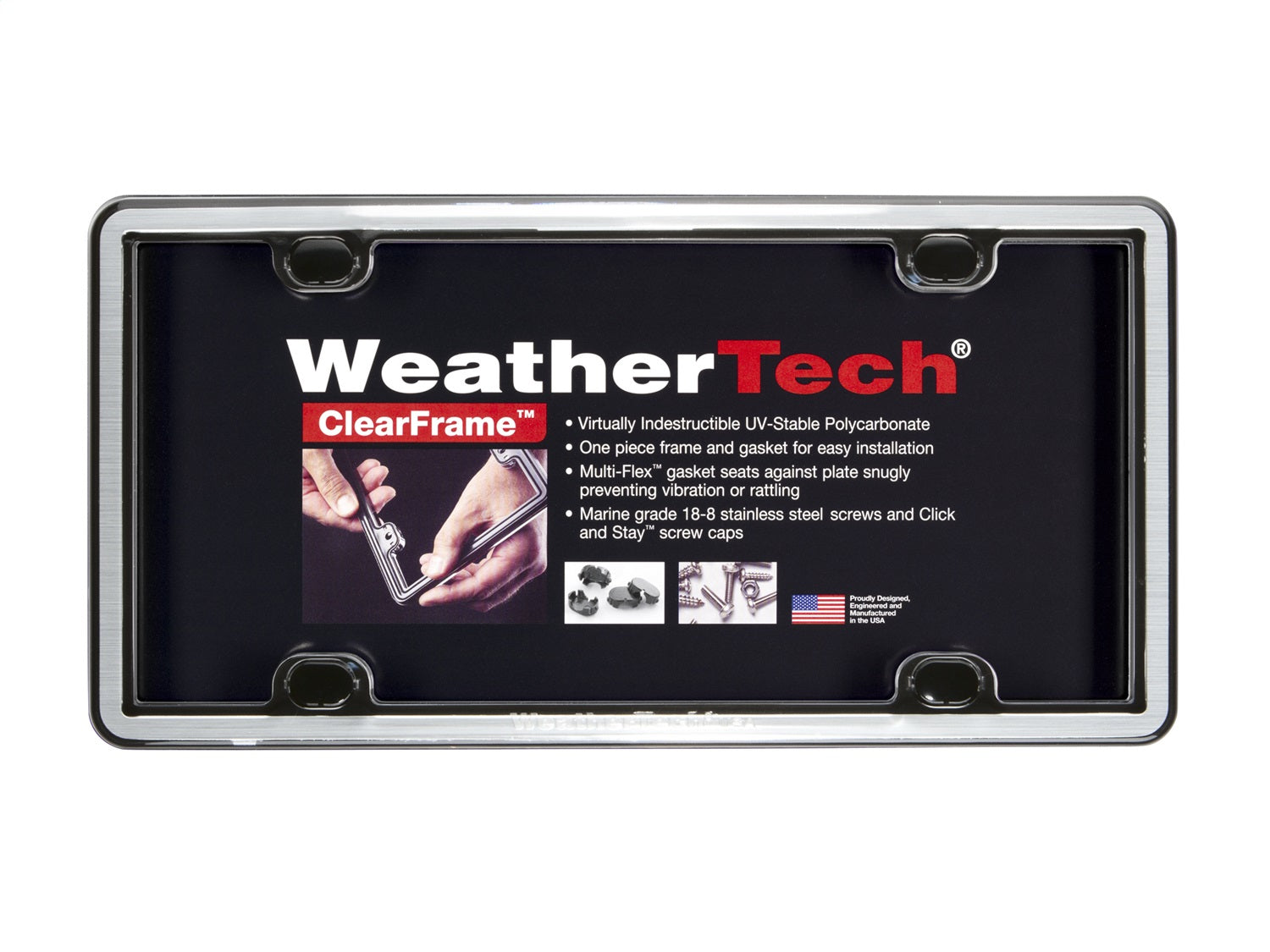 Weathertech - ClearFrame™ License Plate Frame - Brushed Stainless - 63027