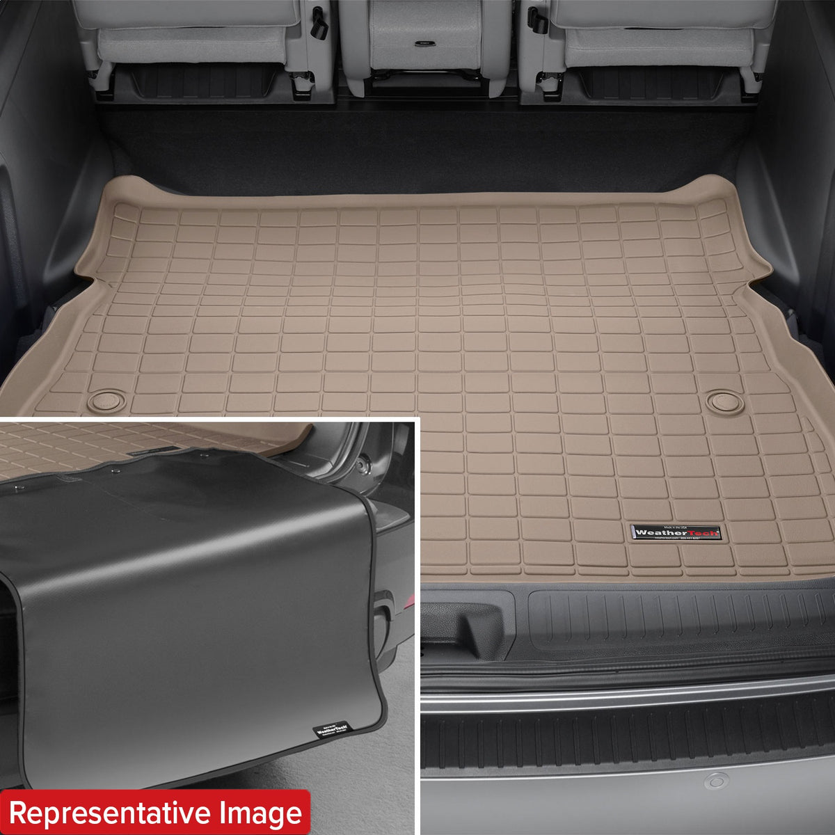 Weathertech - SeatBack Cargo Liner HP w/Bumper Protector - Tan Behind 2nd Row Seating 20-26 Explorer - 411510IMSK