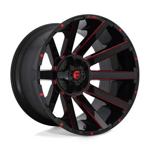 Fuel Off-Road Aluminum Wheels 24X14 Contra D643 Gloss Black W/ Red Tint