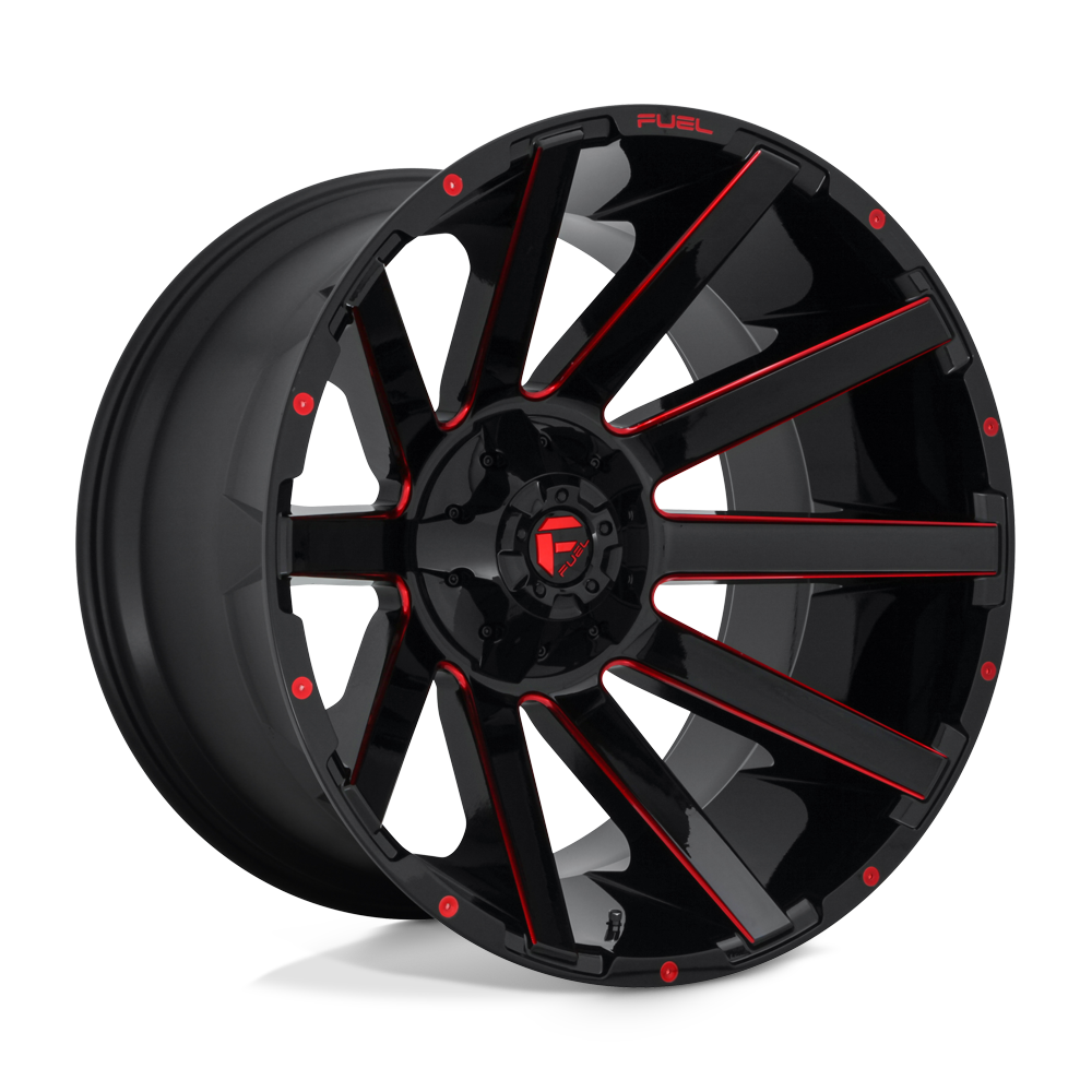 Fuel Off-Road Aluminum Wheels 24X14 Contra D643 Gloss Black W/ Red Tint