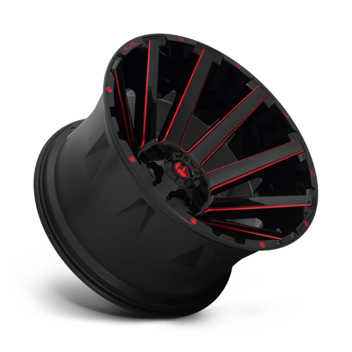 Fuel Off-Road Aluminum Wheels 24X14 Contra D643 Gloss Black W/ Red Tint
