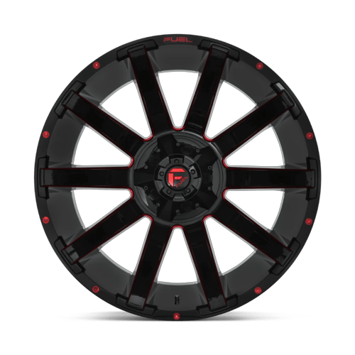 Fuel Off-Road Aluminum Wheels 24X14 Contra D643 Gloss Black W/ Red Tint
