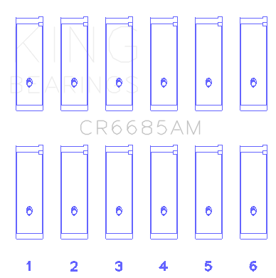 King Engine Bearings Isuzu 6Vd1 (Size +0.50mm) Connecting Rod Bearing Set - CR6685AM0.5