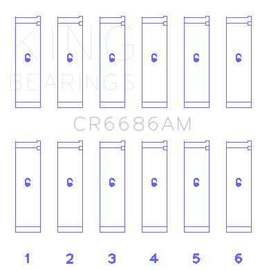 King Engine Bearings Toyota 1Mzfe (Size +1.0mm) Connecting Rod Bearing Set - CR6686AM1.0