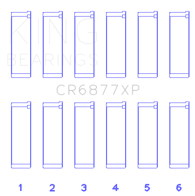 King BMW S54B32 (Size 0.25mm) Performance Connecting Rod Bearing - Set of 6 - CR6877XP0.25