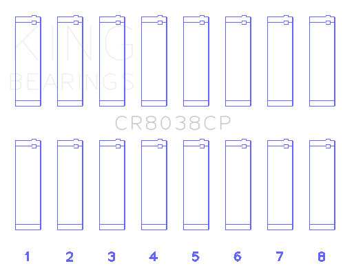 King 03-09 Ford Powerstroke V8 6.0L Diesel (Size +.026mm) Connecting Rod Bearing Set - CR8038CP.026