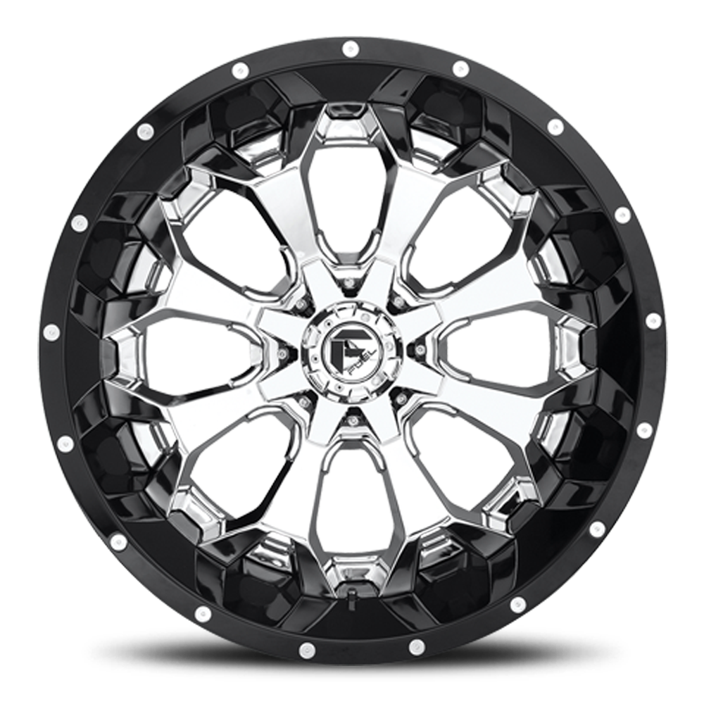 Aluminum Wheels 20X10 Assault D246 6 On 135/6 On 139.7 Chrome/Gloss Black Lip 106.1 Bore -18 Offset 8 Spoke Fuel Off Road Wheels