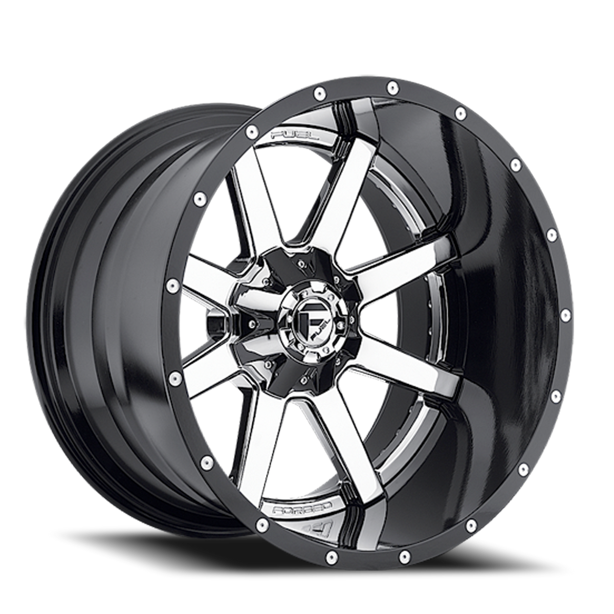 Aluminum Wheels 20X10 Maverick D260 8 On 180 Chrome/Gloss Black Lip 125.1 Bore -19 Offset Fuel Off Road Wheels