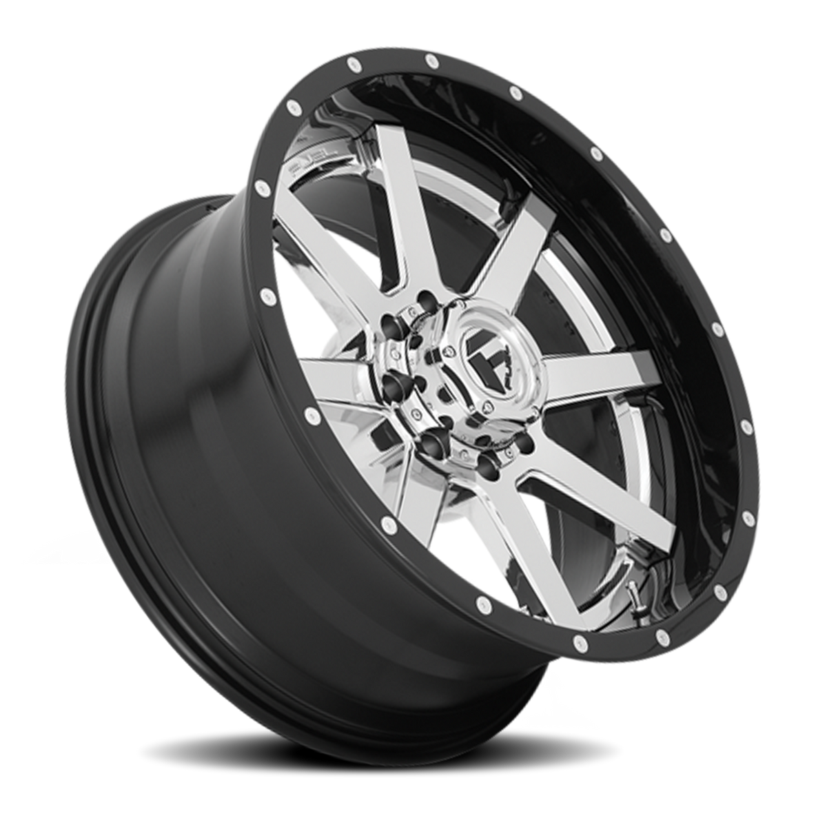 Aluminum Wheels 20X10 Maverick D260 8 On 180 Chrome/Gloss Black Lip 125.1 Bore -19 Offset Fuel Off Road Wheels
