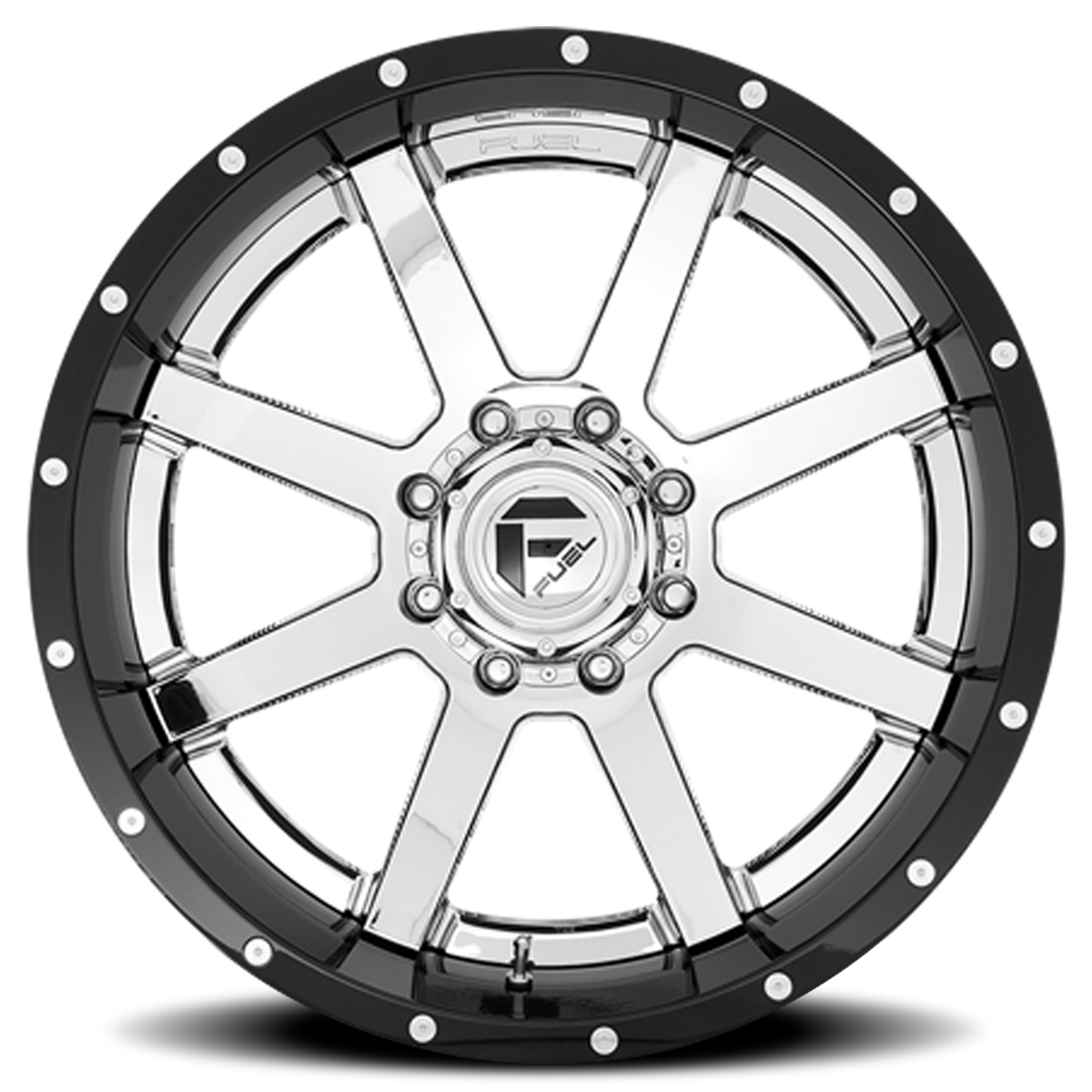 Aluminum Wheels 22X10 Maverick D260 8 On 170 Chrome/Gloss Black Lip 125.1 Bore -13 Offset Fuel Off Road Wheels