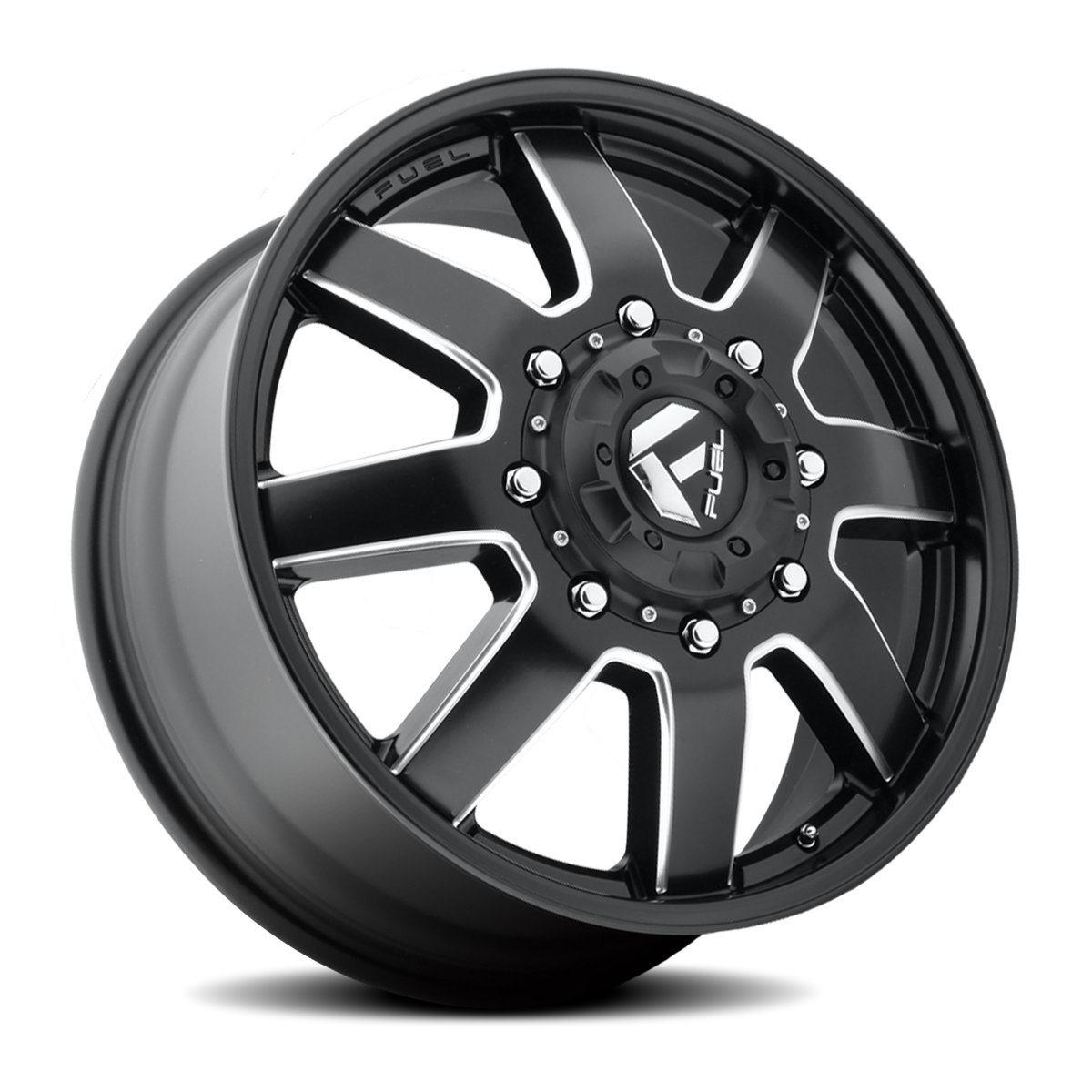 Dually Wheels 22X8.3 Maverick Dually D538 8 On 170 Black Milled 125.1 Bore 105 Offset 7 Spoke Front Dually Fuel Off Road Wheels