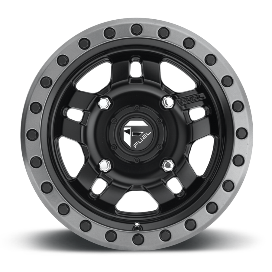 Aluminum Wheels 14X7 Anza UTV D557 4 On 110 Matte Black Beadlock 79.4 Bore 13 Offset 5 Spoke Fuel Off Road Wheels