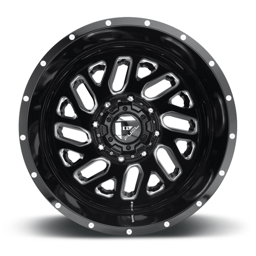 Dually Wheels 20X8.25 Triton Dually D581 8 On 165.1 Gloss Black Milled 121.5 Bore -215 Offset Mesh Spoke Outer Dually Fuel Off Road Wheels