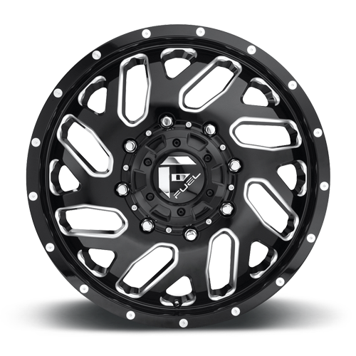 Dually Wheels 22X8.25 Triton Dually D581 8 On 210 Gloss Black Milled 154.3 Bore 105 Offset Mesh Spoke Front Dually Fuel Off Road Wheels