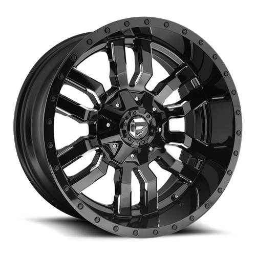 Fuel Off-Road Aluminum Wheels 22X9.5 Gloss Black Milled Sledge D595