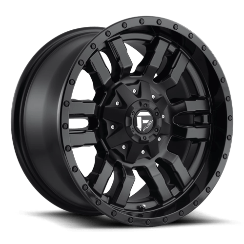 Fuel Off-Road Aluminum Wheels 20X12 Sledge D596 Matte Black Gloss Black Lip