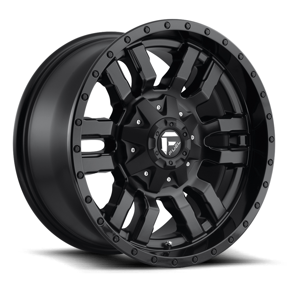Fuel Off-Road Aluminum Wheels 17X8 Sledge D596 Matte Black Gloss Black Lip