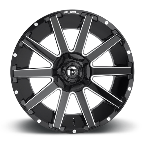 Aluminum Wheels 22X10 Contra D615 8 On 180 Gloss Black Milled 124.3 Bore -18 Offset Multi Spoke Fuel Off Road Wheels