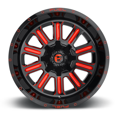 Aluminum Wheels 20X10 Hardline D621 6 On 135/6 On 139.7 Gloss Black/Candy Red 106.1 Bore -19 Offset Fuel Off Road Wheels