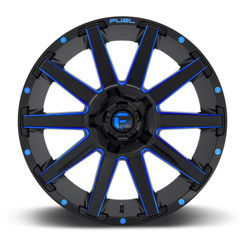 Aluminum Wheels 20X9 Contra D644 5 On 139.7/5 On 150 Gloss Blue Milled 110.3 Bore 20 Offset Multi Spoke Fuel Off Road Wheels