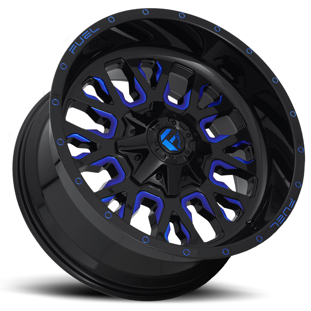 Aluminum Wheels 20X10 Stroke D645 8 On 170 Gloss Blue Milled 125.1 Bore -18 Offset Fuel Off Road Wheels