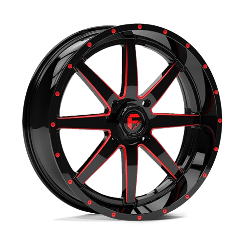 Fuel Off-Road Aluminum Wheels 20X7 Maverick Utv D650 Gloss Black Milled W/ Red Tint