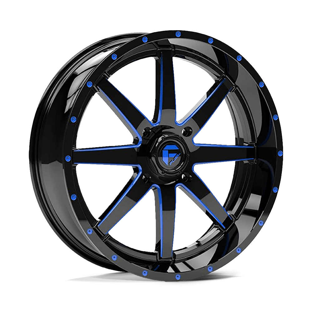 Fuel Off-Road Aluminum Wheels 20X7 Maverick Utv D651 Gloss Black Milled W/ Blue Tint