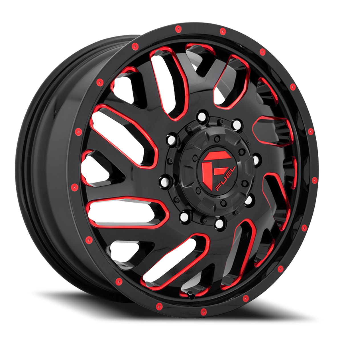 Dually Wheels 20X8.25 Triton Dually D656 8 On 200 Gloss Black Red Tinted Clear 142 Bore 105 Offset Mesh Spoke Front Dually Fuel Off Road Wheels