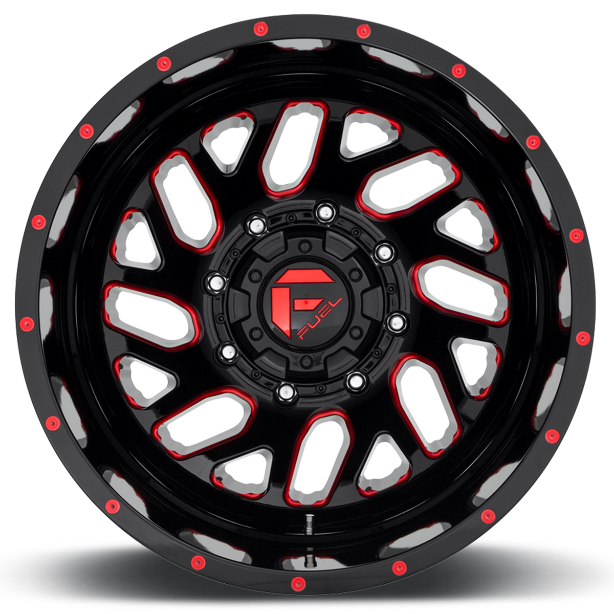 Dually Wheels 20X8.25 Triton Dually D656 8 On 200 Gloss Black Red Tinted Clear 142 Bore -201 Offset Mesh Spoke Outer Dually Fuel Off Road Wheels