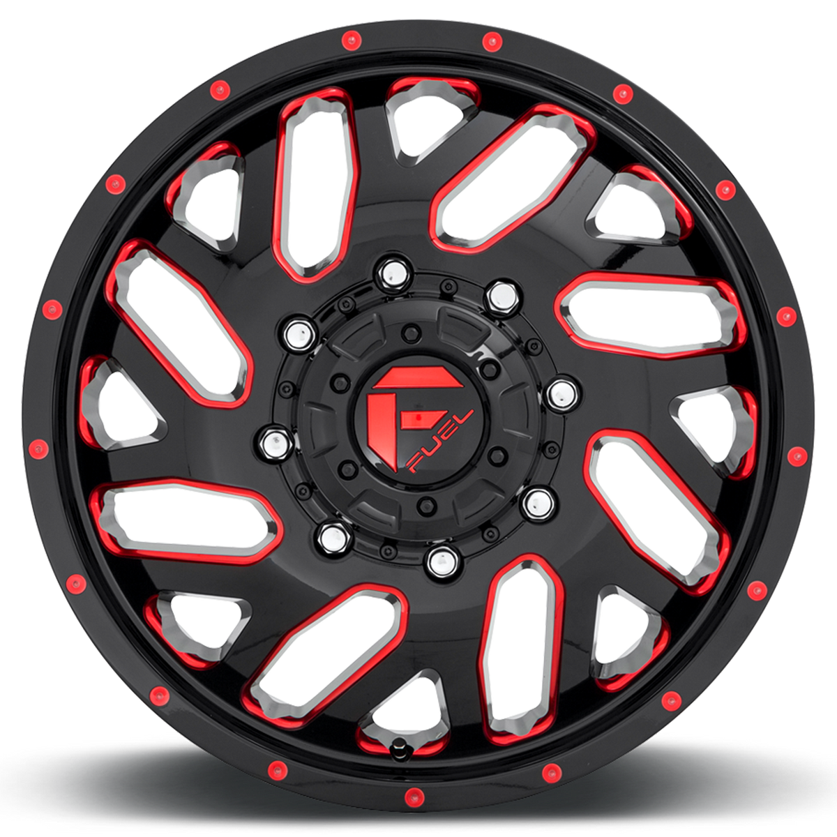 Dually Wheels 20X8.25 Triton Dually D656 8 On 200 Gloss Black Red Tinted Clear 142 Bore 105 Offset Mesh Spoke Front Dually Fuel Off Road Wheels