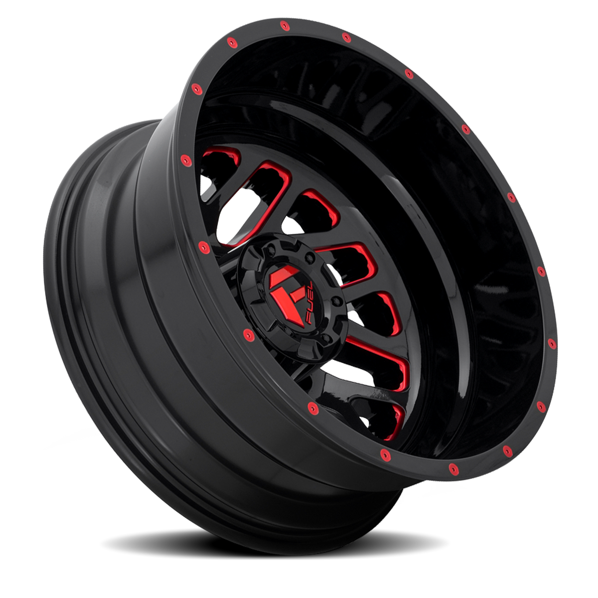 Dually Wheels 20X8.25 Triton Dually D656 8 On 210 Gloss Black Red Tinted Clear 154.3 Bore -221 Offset Mesh Spoke Outer Dually Fuel Off Road Wheels
