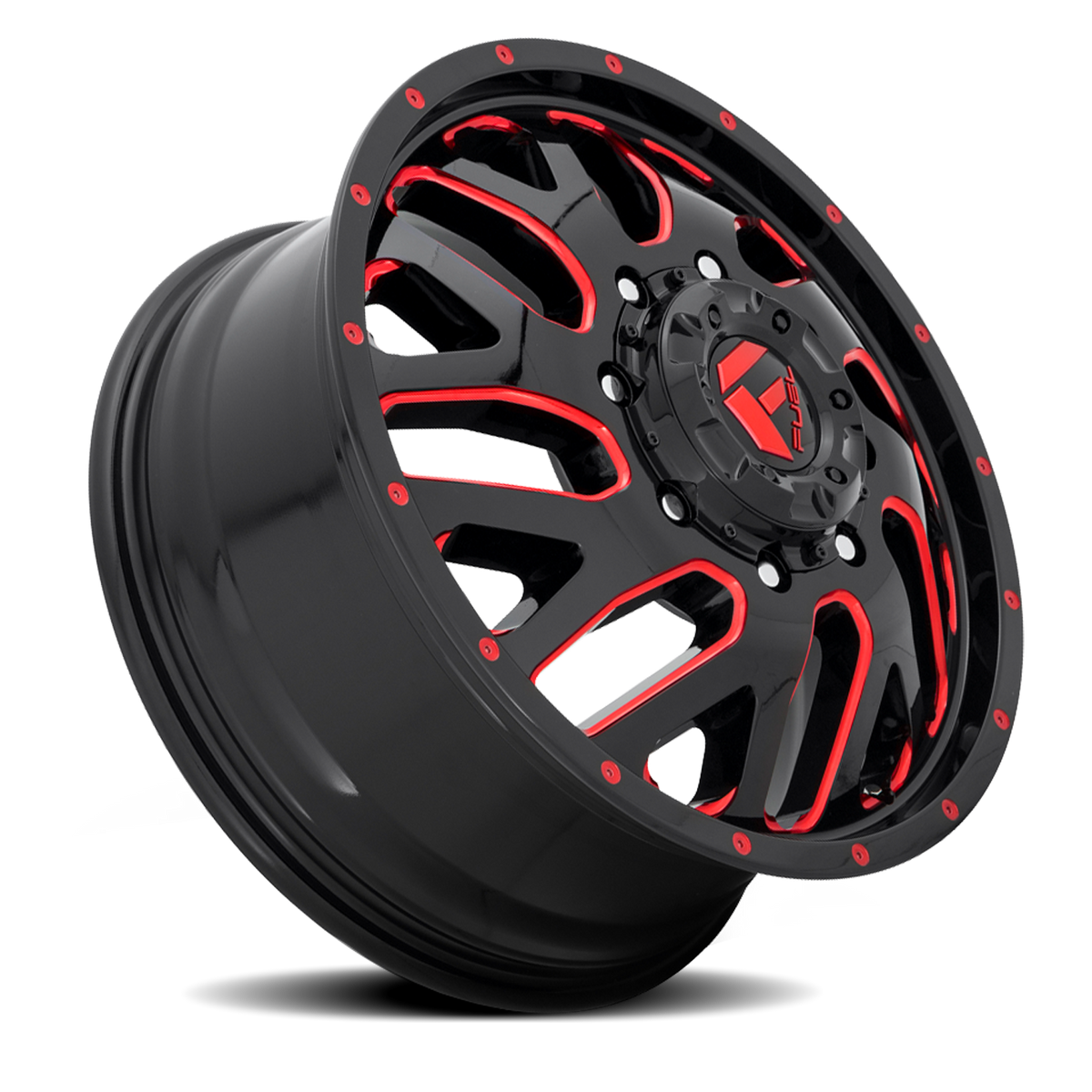 Dually Wheels 20X8.25 Triton Dually D656 8 On 210 Gloss Black Red Tinted Clear 154.3 Bore 105 Offset Mesh Spoke Front Dually Fuel Off Road Wheels