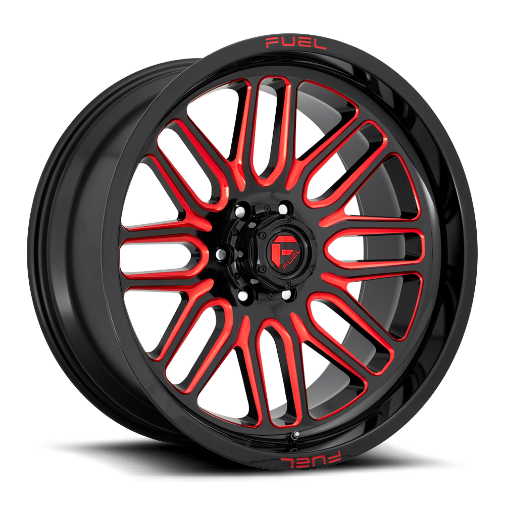 Fuel Off-Road Aluminum Wheels 20X10 Ignite D663 Gloss Black Red Tinted Clear