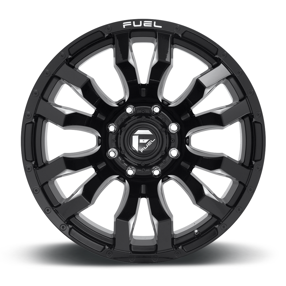 Aluminum Wheels 20X9 Blitz D673 8 On 180 Gloss Black Milled 124.2 Bore 1 Offset Multi Spoke Fuel Off Road Wheels