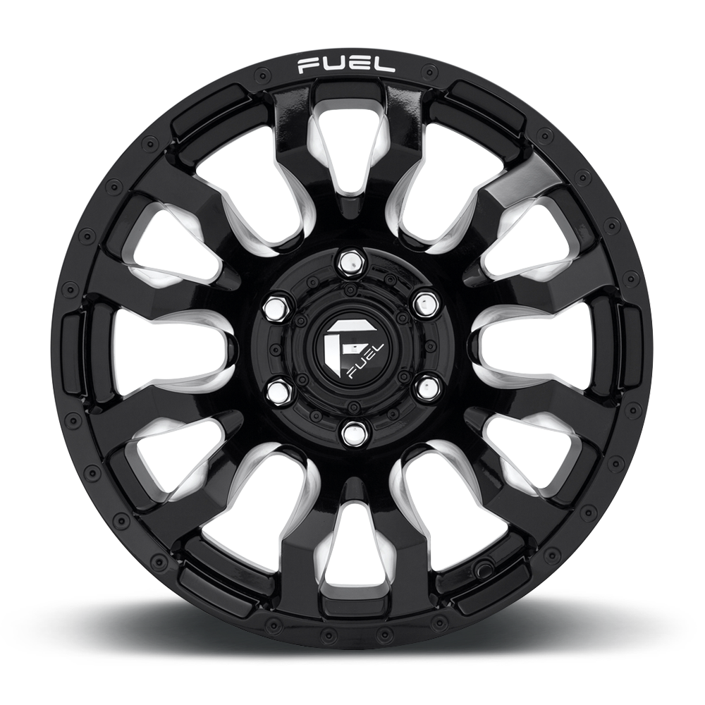 Aluminum Wheels 20X9 Blitz D673 6 On 135 Gloss Black Milled 87.1 Bore 1 Offset Multi Spoke Fuel Off Road Wheels