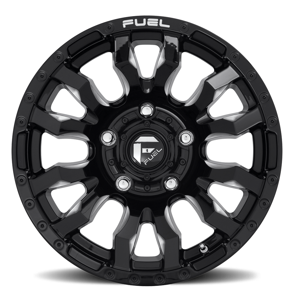 Aluminum Wheels 20X9 Blitz D673 5 On 150 Gloss Black Milled 110.1 Bore 20 Offset Multi Spoke 37 Lbs Fuel Off Road Wheels