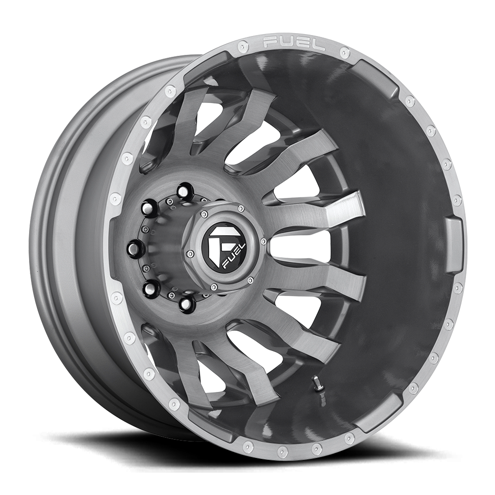 Fuel Off-Road Dually Wheels 20X8.25 Blitz Dually D693 Brushed Gunmetal Gray Tinted Clear