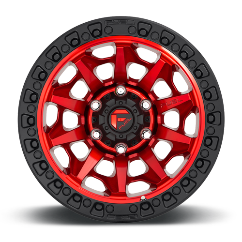 Aluminum Wheels 18X9 Covert D695 8 On 180 Candy Red Black Bead Ring 124.2 Bore 1 Offset Multi Spoke Fuel Off Road Wheels