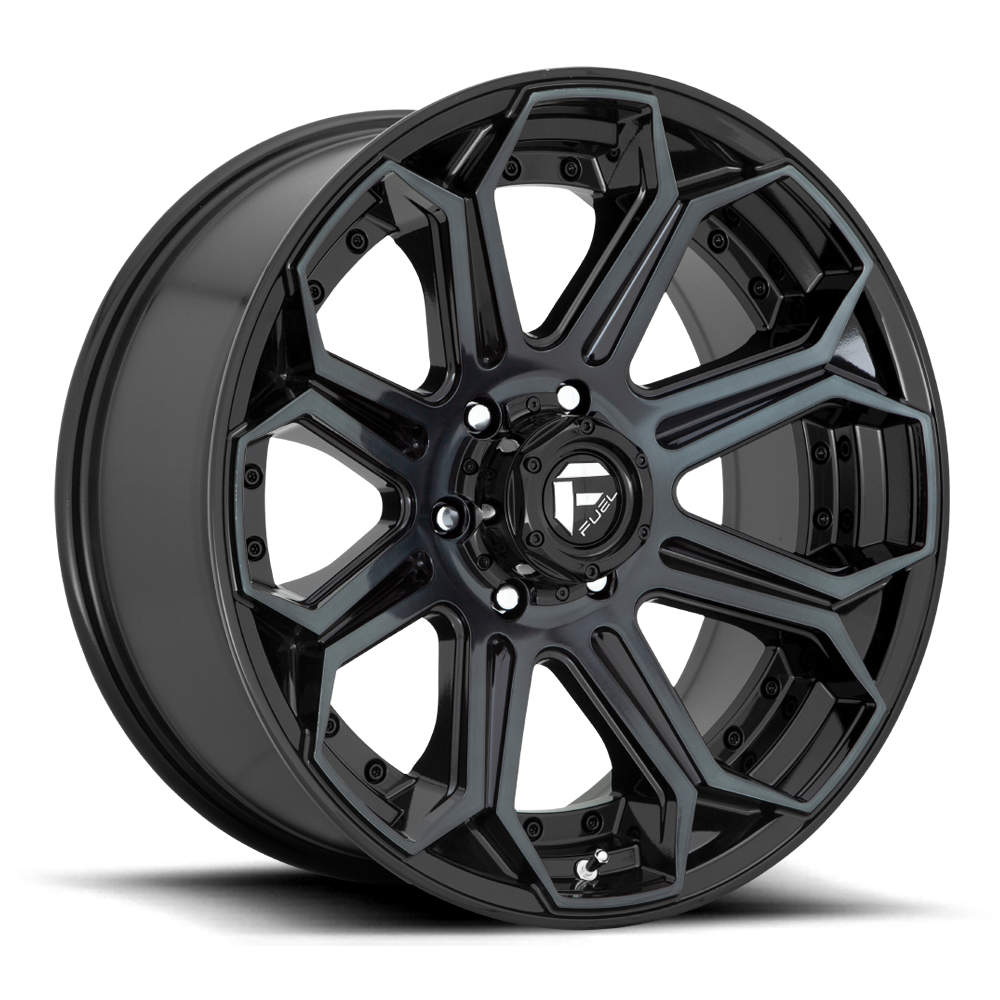 Fuel Off-Road Aluminum Wheels 20X10 Siege D704 Gloss Black Machined Double Dark Tint