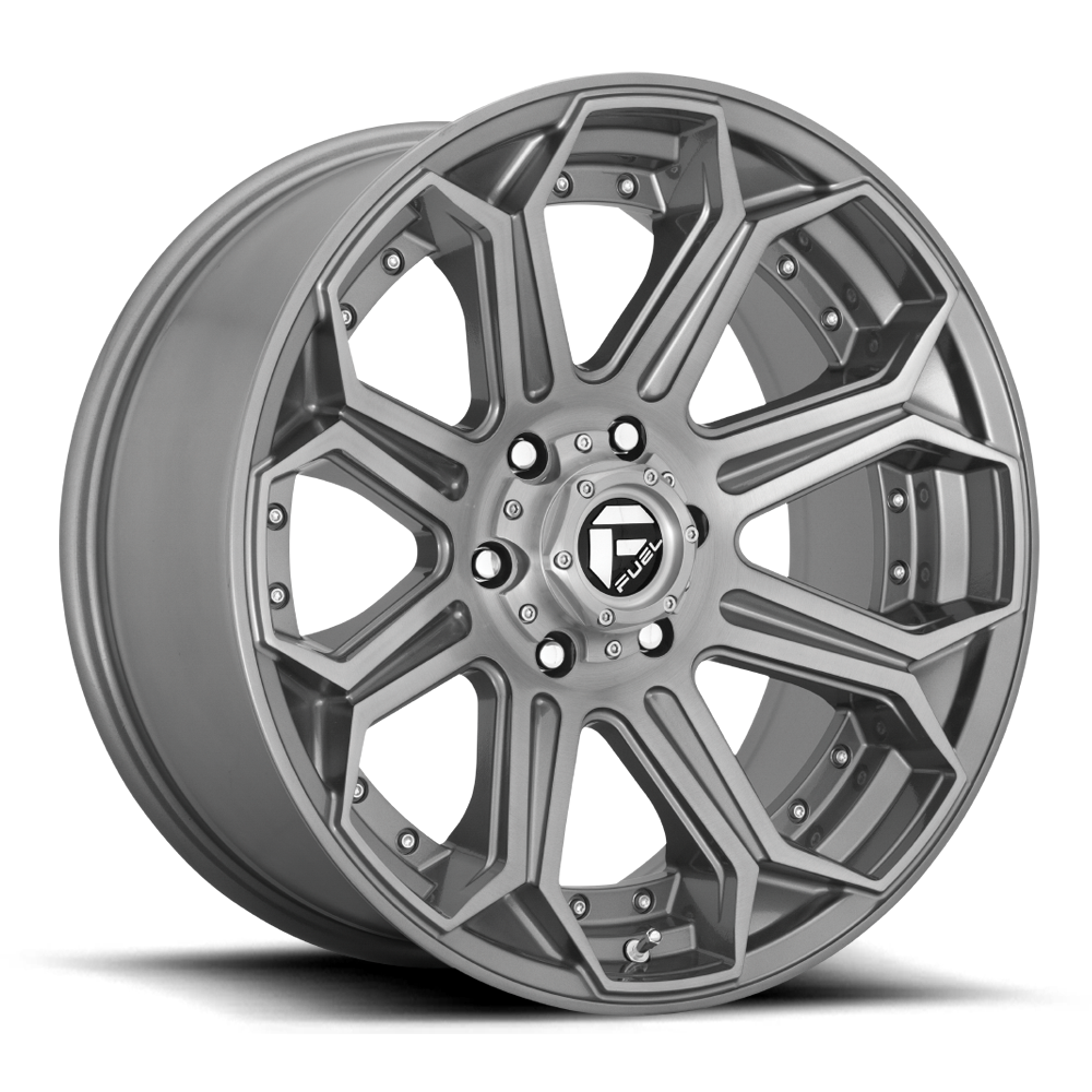 Fuel Off-Road Aluminum Wheels 26X14 Siege D705 Brushed Gunmetal Gray Tinted Clear