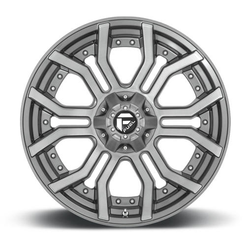 Aluminum Wheels 22X10 Rage Platinum D713 8 On 170 Brushed Gunmetal Gray Tinted Clear 125.1 Bore -18 Offset Fuel Off Road Wheels