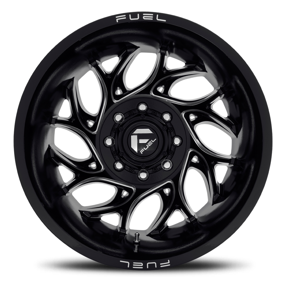 Dually Wheels 22X8.25 Runner Dually D741 8 On 165.1 Gloss Black Milled 121.6 Bore -265 Offset 8 Spoke Outer Dually Fuel Off Road Wheels